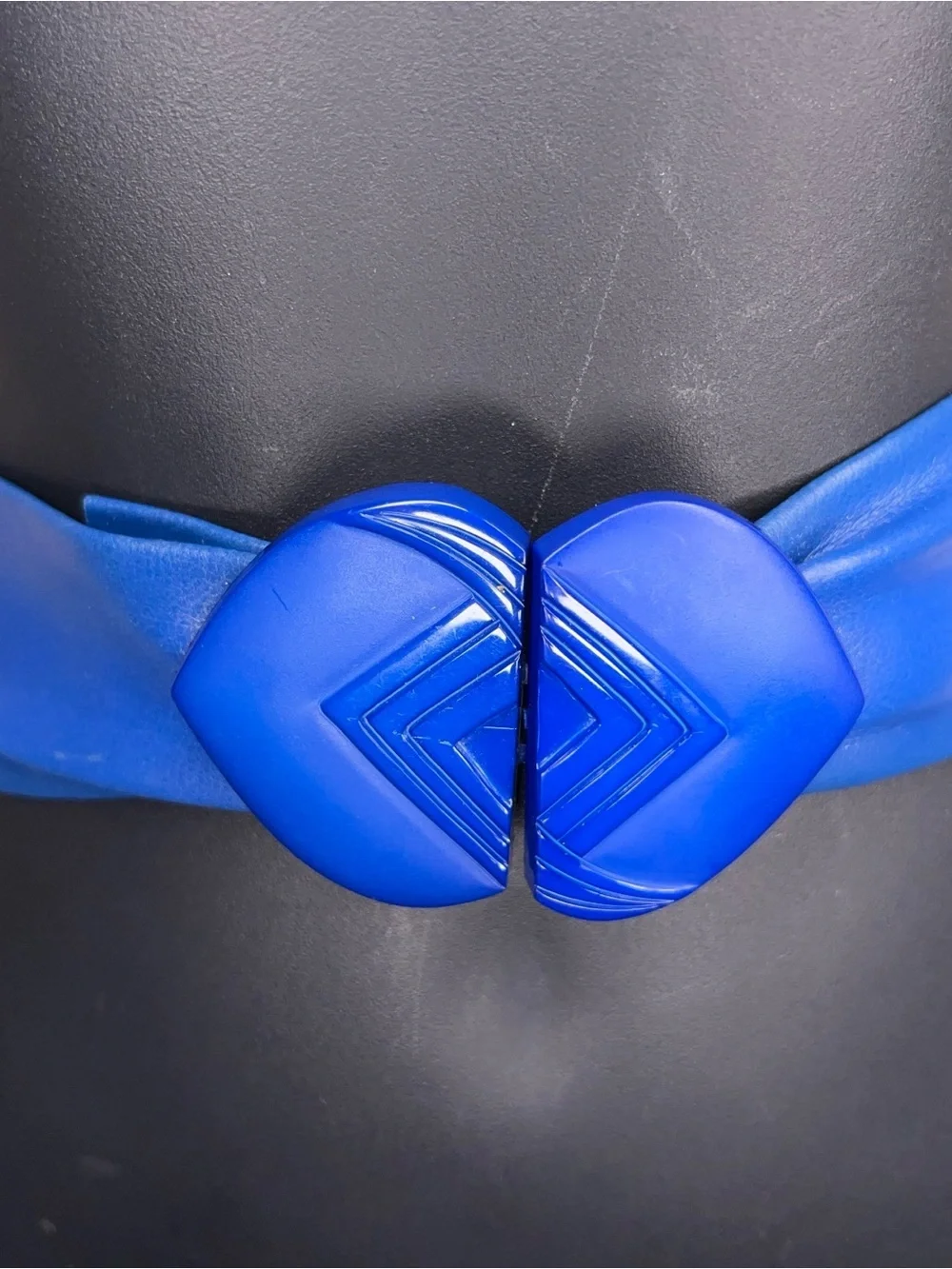 Vintage 80s XS Royal Blue Belt Vinyl Vegan Retro Clip Buckle Accent